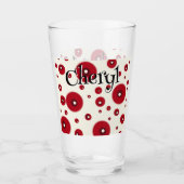 Ivoor Rode Stippen Funky Whimsisch Cirkelpatroon  Glas (Voorkant)