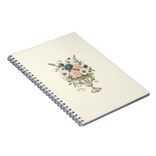  ivoor roze blauw mauve groene bloemen notitieboek