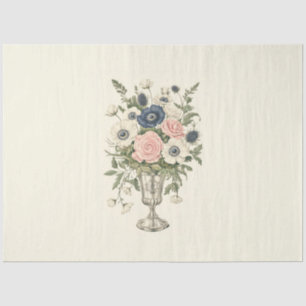  ivoor roze blauw mauve groene bloemen tissuepapier