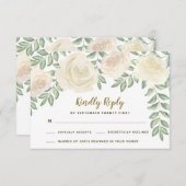 Ivoor Roze Champagne Bloem Bruiloft RSVP Kaarten (Voorkant / Achterkant)