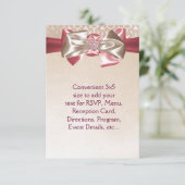 Ivoor Roze Damast RSVP Kaart (Staand voorkant)