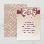 Ivoor Roze Damast RSVP Kaart (Voorkant / Achterkant)