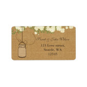 ivoor rozen mason jar address label rustige burlap (Voorkant)