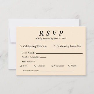 Ivoor RSVP-kaart met entree selectie RSVP Kaartje