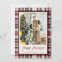 Ivoor Schotse Kerst Familie Foto Vakantiekaart