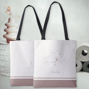Ivoor Stof Roze Bloem Lijn Kunst Minimalistische Z Draagtas