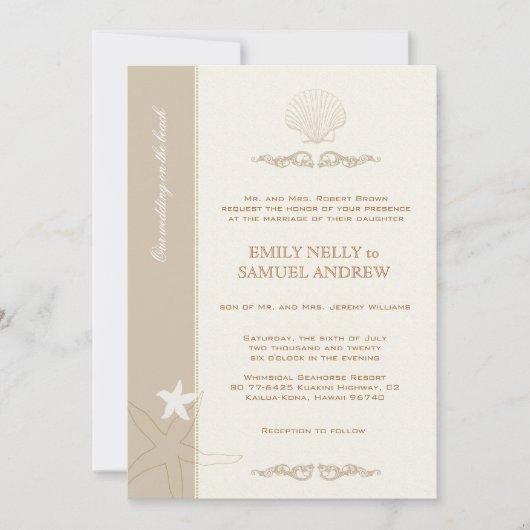 Ivoor & Tan Bruiloft Aan de Kust Kaart (Voorkant)