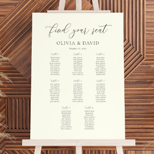 Ivoor & Taupe Elegant Script 8 Tafel Stoelenplatte Poster