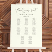 Ivoor & Taupe Elegant Script 8 tafel Zitgrafiek Poster