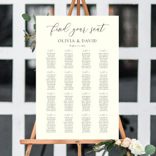 Ivoor & Taupe Kleur Script 16 Tafel Stoelenkaart Poster