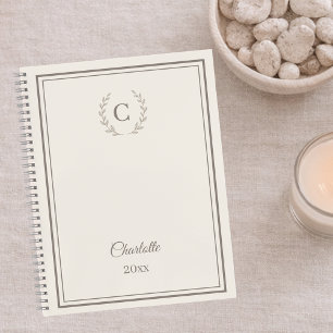 Ivoor taupe Monogram Persoonlijke Stille Luxe Planner
