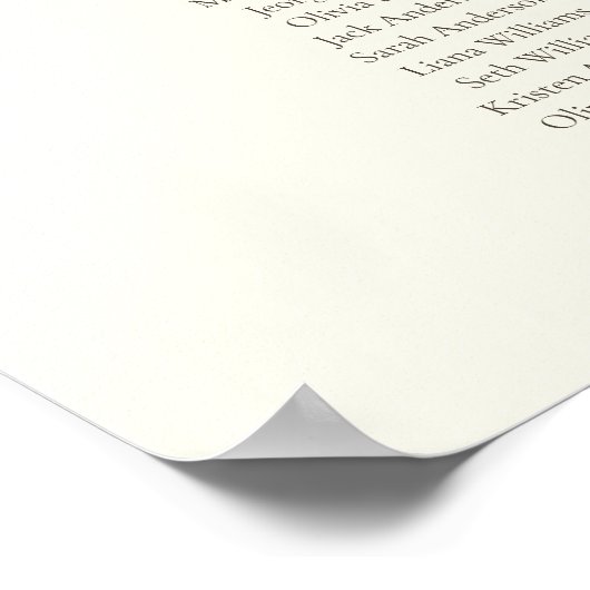 Ivoor & Taupe Script 14 tafel Zitkaarten Poster (Hoek)