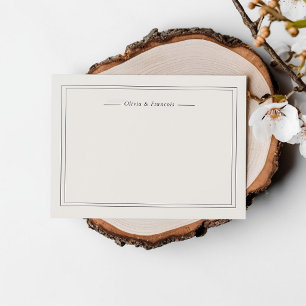 Ivoor Twee Namen Minimalistische Koppel Briefpapie Notitiekaartje