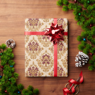 Ivoor Vergulde Bloemendamask Cadeaupapier