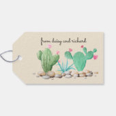 Ivoor Waterverf Cactus Cadeaulabel (Achterkant Horizontaal)