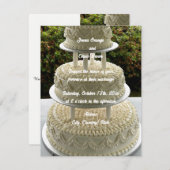 Ivoor Wedding Cake uitnodiging (Voorkant / Achterkant)