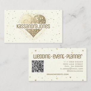 Ivoor White Cream Glitter Love Heart Shape Chic Visitekaartje