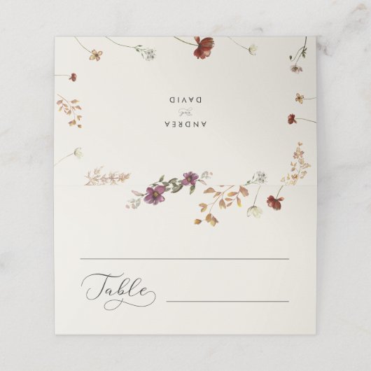 Ivoor Wildbloemen & Romantisch Script Herfst Bruil (Buitenkant ongevouwen)