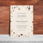 Ivoor Wildflower Tuin Herfst QR Code RSVP Bruiloft Kaart