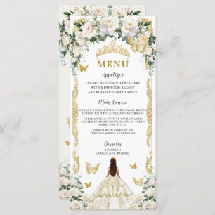 Ivoor Wit Bloemen Quinceañera Bruin Prinses Menu