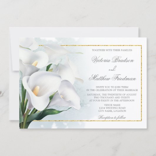 Ivoor wit Calla Lily bruiloft Kaart (Voorkant)