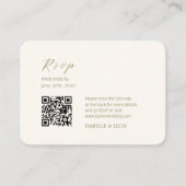 Ivoor & Wit | Chic eenvoudige script QR-code bruil Informatiekaartje (Voorkant)