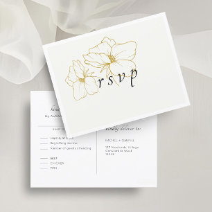 Ivoor + wit Chic Floral Wedding RSVP Briefkaart