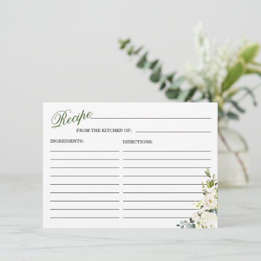 Ivoor Wit Rozen Bloemen Vrijgezellenfeest Recept K Informatiekaartje (Staand voorkant)