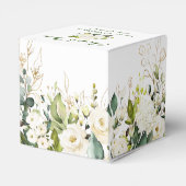 Ivoor wit rozen groen bloemen cadeau bruiloft bedankdoosjes (Achterkant)