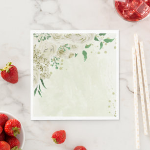 Ivoor witte bloemen groen bruiloft servet