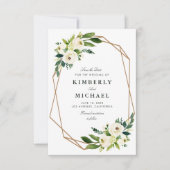 Ivoor witte bloemige geometrische save-the-date ka save the date (Voorkant)