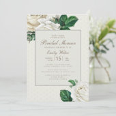 Ivoor Witte Crème Vintage Bloem Bruiloft Borrel Kaart (Staand voorkant)