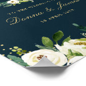 ivoor - witte florale bruiloft - welkomstteken poster (Hoek)