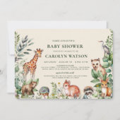 Ivoor Woodland Cute Animals Eucalyptus Baby shower Kaart (Voorkant)