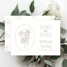 Ivoor & Zand | Chic Bloemen Huwelijk Opslagkaart Save The Date