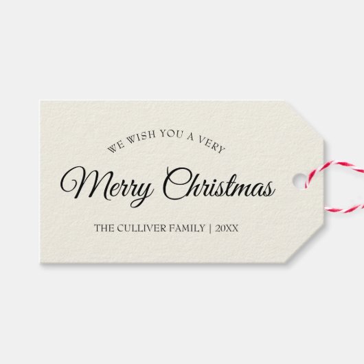 Ivoor Zeer Vrolijk Kerstmis Familienaam Cadeaulabel (Voorkant (Horizontaal))