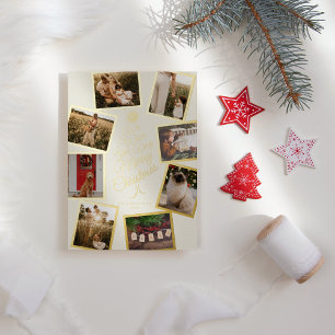 Ivoor Zeer Vrolijke Kerstboom Fotocollage Folie Feestdagenkaart