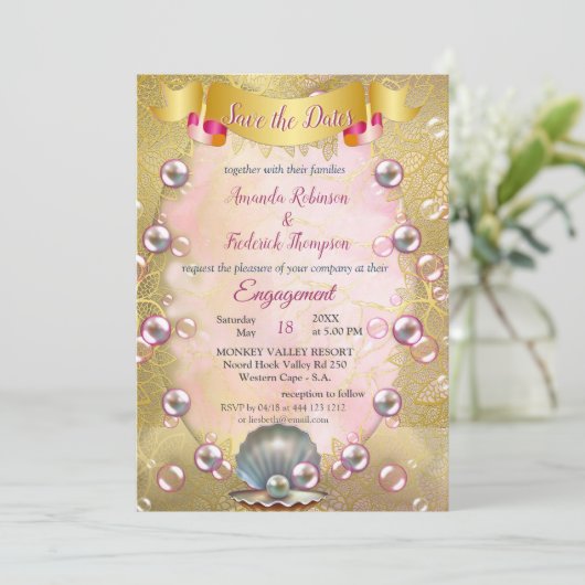 Ivoor Zijde, Gouden Kant & Parels en Marmer Kaart (Staand voorkant)