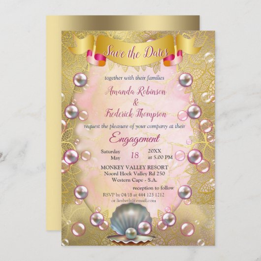 Ivoor Zijde, Gouden Kant & Parels en Marmer Kaart (Voorkant / Achterkant)