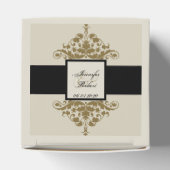 Ivoor Zwart en Goud Damask Bruiloft Favor Box Bedankdoosjes (Bovenkant)