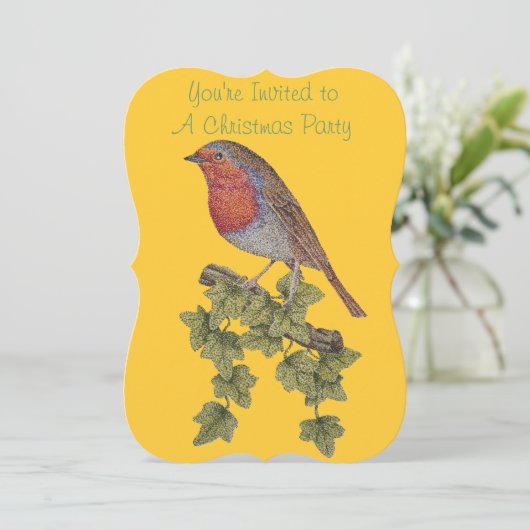 ivoorblad met kerstrobin kaart (Staand voorkant)