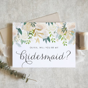 Ivoorbloemen Elegant Wil je mijn bruidsmeisje zijn Kaart