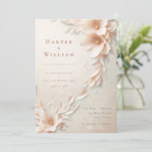 Ivoorbloemen op uitnodiging voor bruiloft (Staand voorkant)