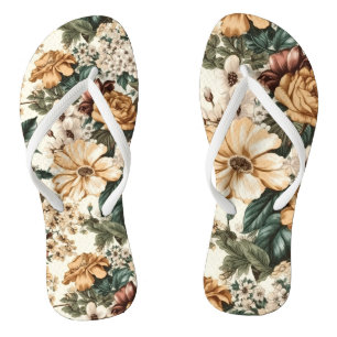  ivoorbloemen, veelkleurige Rozen Teenslippers