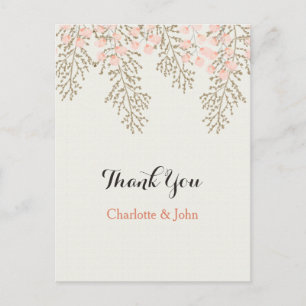 ivoorblush gouden bloemen Bedankt voor je reactie Briefkaart