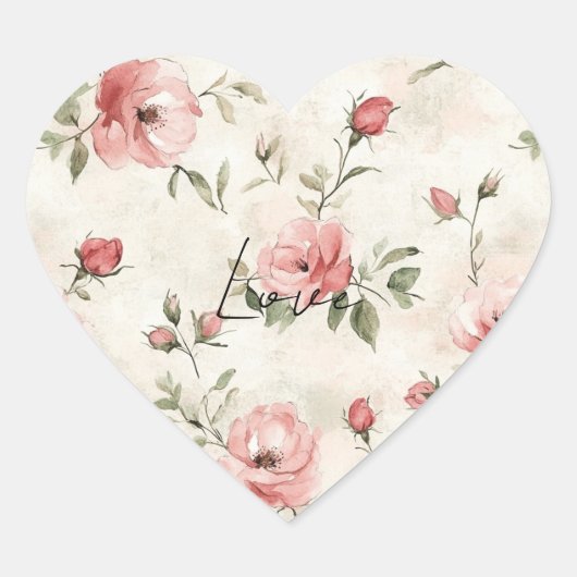 Ivoorblush roze rozen Bloemen Hart Sticker (Voorkant)