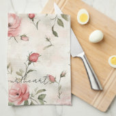 Ivoorblush roze rozen Bloemen Theedoek (Quarter Fold)