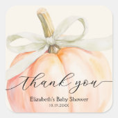 Ivoorboog Kleine Pompoen Baby Shower Vierkante Sticker (Voorkant)