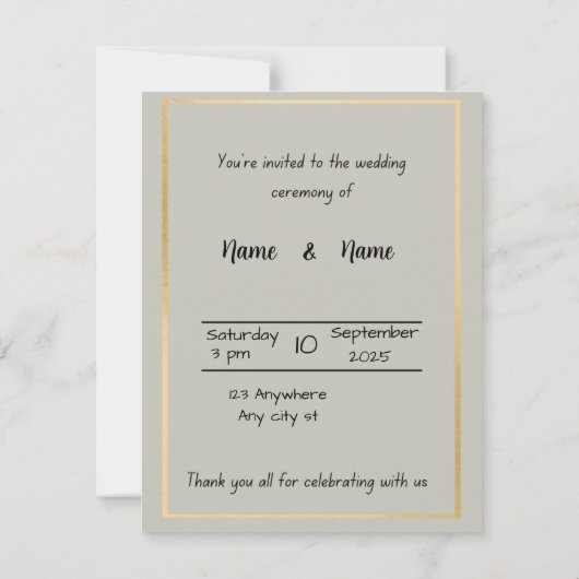 Ivoorbruiloftsuitnodiging (Achterkant)