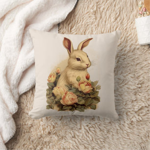  ivoorbruin roze bloeskonijn kussen